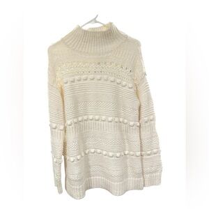 Lou & Grey Cream Pom Pom Chunky Sweater Tunic Cream Size XS